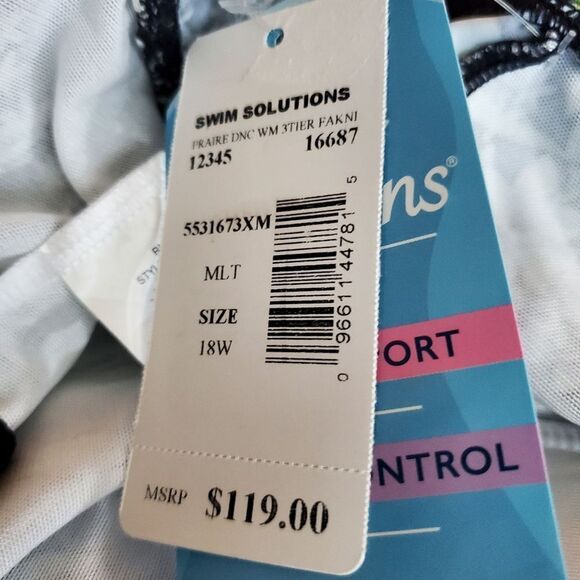 NEW SWIM SOLUTIONS ruffled one piece 18W - Picture 3 of 7